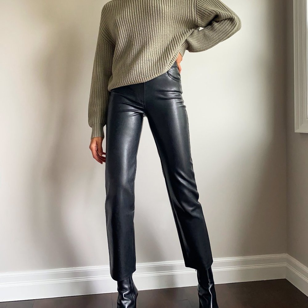 Aritzia Black Faux Leather Ankle Pants
